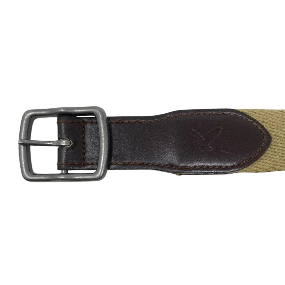 American Eagle Mens Reversible Webbed Canvas Belt Navy & Khaki Size 34